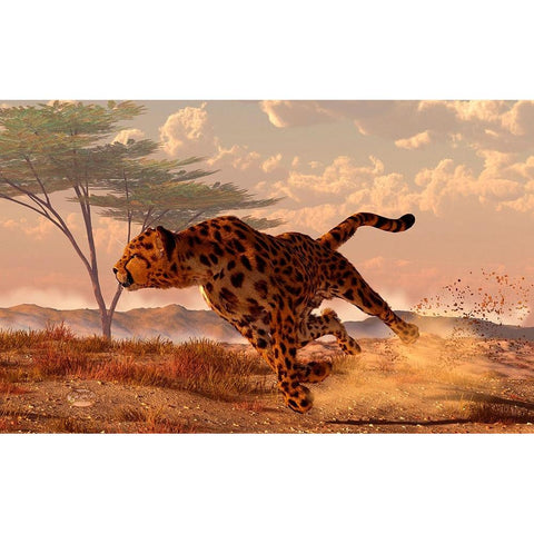 Speeding Cheetah Gold Ornate Wood Framed Art Print with Double Matting by Eskridge, Daniel