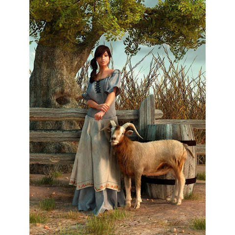 The Farmers Daughter Black Modern Wood Framed Art Print with Double Matting by Eskridge, Daniel