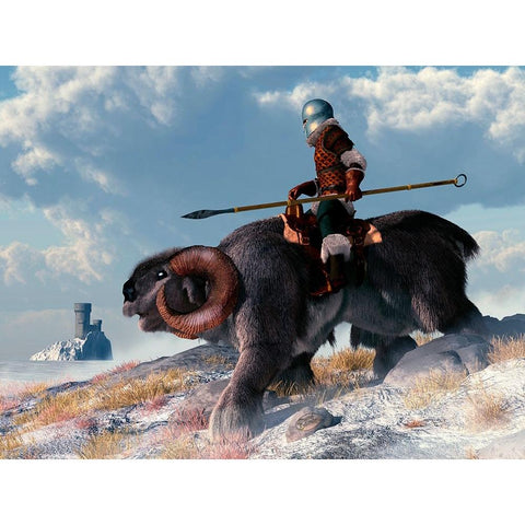 Winter Warrior Black Modern Wood Framed Art Print with Double Matting by Eskridge, Daniel