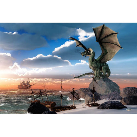 Scourge Of The Sea Black Modern Wood Framed Art Print with Double Matting by Eskridge, Daniel