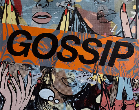 Gossiping White Modern Wood Framed Art Print with Double Matting by Monteavaro, Dan