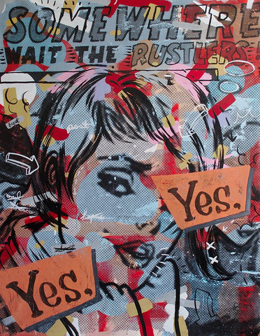 Yes Yes White Modern Wood Framed Art Print with Double Matting by Monteavaro, Dan