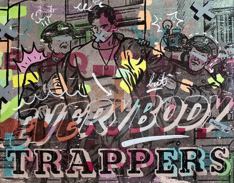 Everybody Trappers Black Ornate Wood Framed Art Print with Double Matting by Monteavaro, Dan