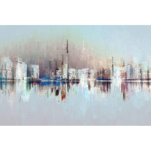 City of Pastels Black Modern Wood Framed Art Print by Manlove, David