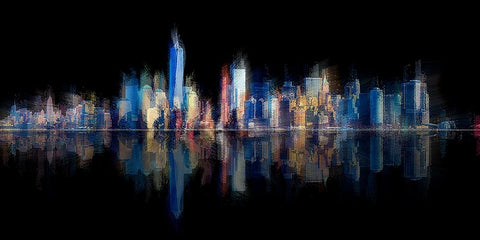 New York Pan 6 Black Ornate Wood Framed Art Print with Double Matting by Manlove, David