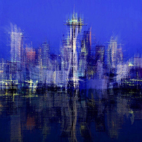 Seattle Black Modern Wood Framed Art Print by Manlove, David