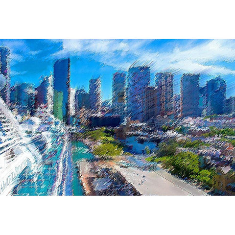 Pleasure City Black Modern Wood Framed Art Print with Double Matting by Manlove, David