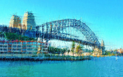 Sydney Harbour Bridge White Modern Wood Framed Art Print with Double Matting by Manlove, David