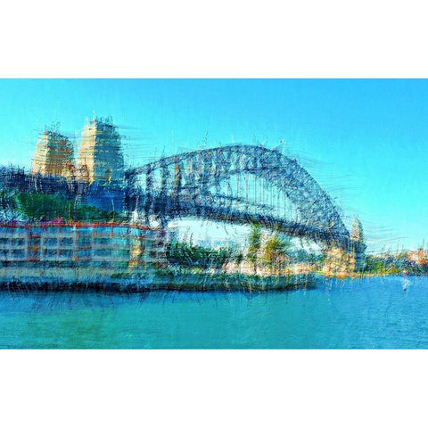 Sydney Harbour Bridge White Modern Wood Framed Art Print by Manlove, David