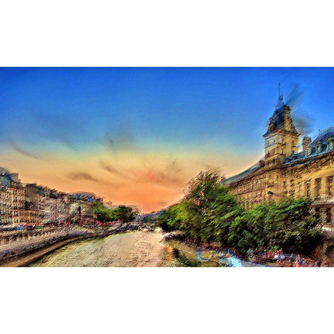 River Seine A White Modern Wood Framed Art Print by Manlove, David