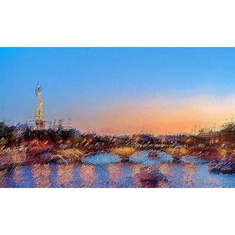 Seine Eiffle Paris A Black Modern Wood Framed Art Print with Double Matting by Manlove, David