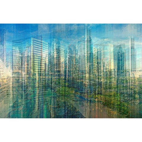 Emerald City White Modern Wood Framed Art Print by Manlove, David