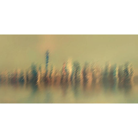 New York Mist White Modern Wood Framed Art Print by Manlove, David