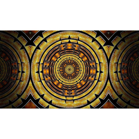 Aztec Gold-side Gold Ornate Wood Framed Art Print with Double Matting by Manlove, David