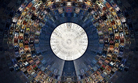The Orb White Modern Wood Framed Art Print with Double Matting by Manlove, David