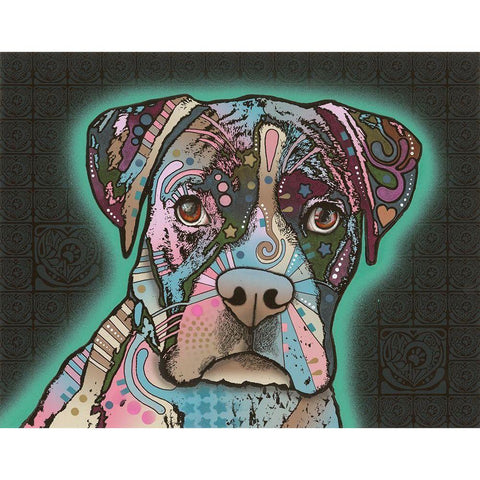 Love Thy Boxer Black Modern Wood Framed Art Print by Dean Russo Collection