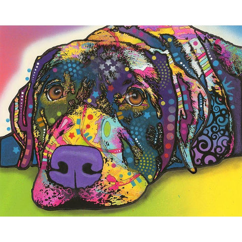 Savvy Labrador White Modern Wood Framed Art Print by Dean Russo Collection