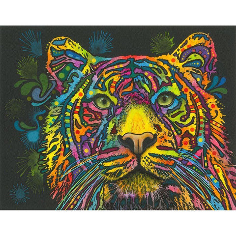 Tiger Black Modern Wood Framed Art Print with Double Matting by Dean Russo Collection