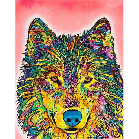 Wolf Black Modern Wood Framed Art Print with Double Matting by Dean Russo Collection