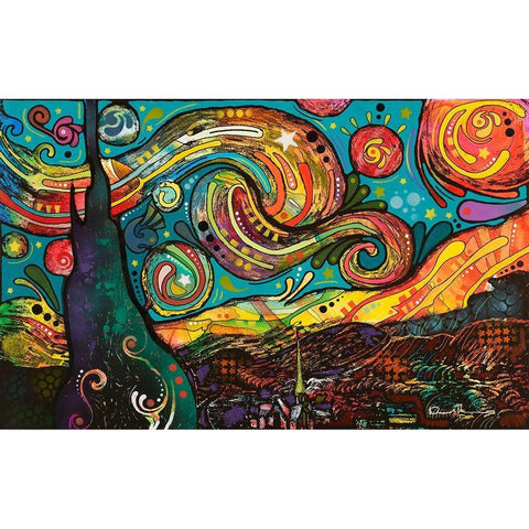 Starry Night Black Modern Wood Framed Art Print with Double Matting by Dean Russo Collection