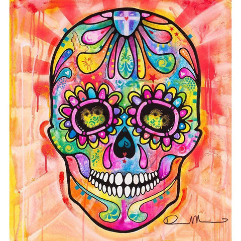 Sugar Skull - Day of the Dead Black Modern Wood Framed Art Print with Double Matting by Dean Russo Collection