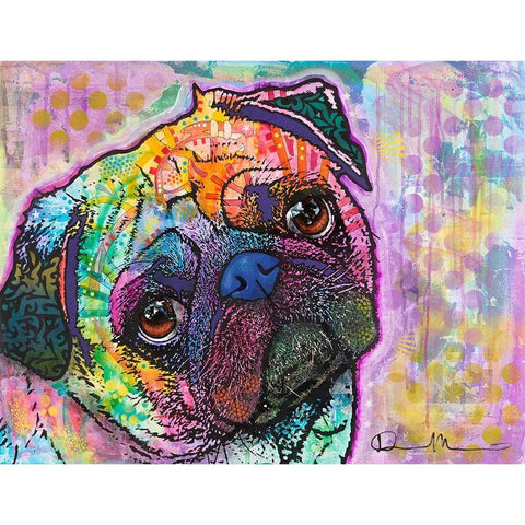 Pug Love White Modern Wood Framed Art Print by Dean Russo Collection