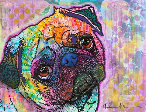 Pug Love White Modern Wood Framed Art Print with Double Matting by Dean Russo Collection