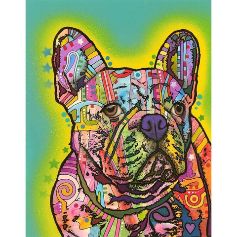 French Bulldog III Black Modern Wood Framed Art Print with Double Matting by Dean Russo Collection