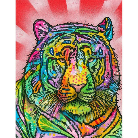 Tiger 2 Black Modern Wood Framed Art Print with Double Matting by Dean Russo Collection