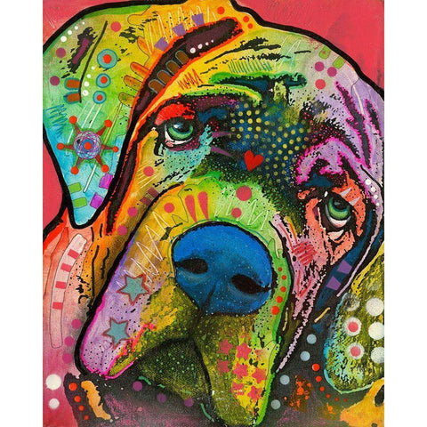 Mastiff White Modern Wood Framed Art Print by Dean Russo Collection
