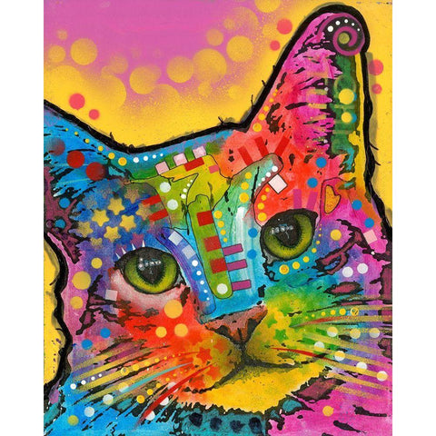 Tilt Cat White Modern Wood Framed Art Print by Dean Russo Collection