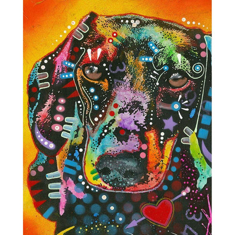 Brilliant Dachshund Black Modern Wood Framed Art Print with Double Matting by Dean Russo Collection