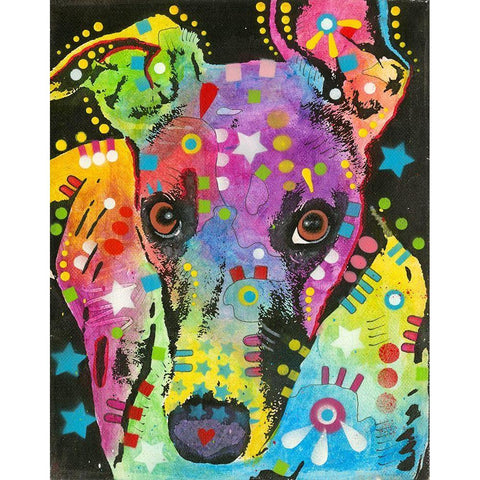 Curious Greyhound Black Modern Wood Framed Art Print by Dean Russo Collection