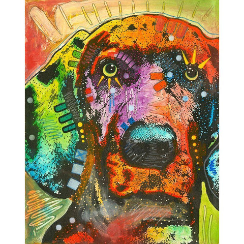 Gazing Puppy Love Black Modern Wood Framed Art Print with Double Matting by Dean Russo Collection