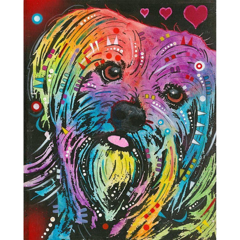 Maltese Pup Black Modern Wood Framed Art Print with Double Matting by Dean Russo Collection