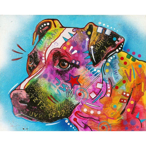 Pit Bull Star Black Modern Wood Framed Art Print by Dean Russo Collection