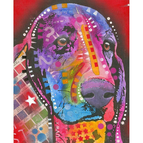 Pantone Pop Basset Hound Black Modern Wood Framed Art Print with Double Matting by Dean Russo Collection