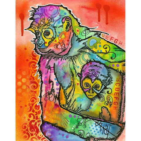 Monkey 1 White Modern Wood Framed Art Print by Dean Russo Collection