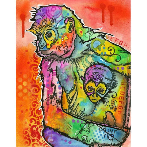 Monkey 1 Black Modern Wood Framed Art Print by Dean Russo Collection