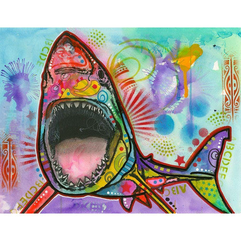 Shark 1 White Modern Wood Framed Art Print by Dean Russo Collection