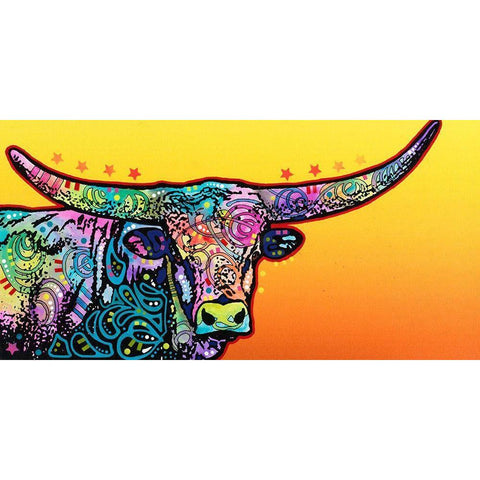 Longhorn Black Modern Wood Framed Art Print with Double Matting by Dean Russo Collection