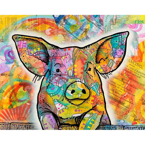 The Pig Black Modern Wood Framed Art Print with Double Matting by Dean Russo Collection