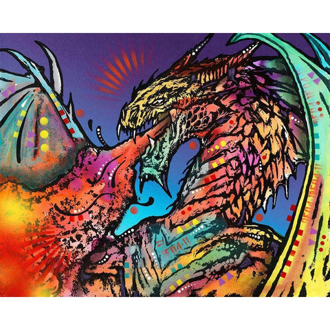 Dragon Fire Black Modern Wood Framed Art Print with Double Matting by Dean Russo Collection