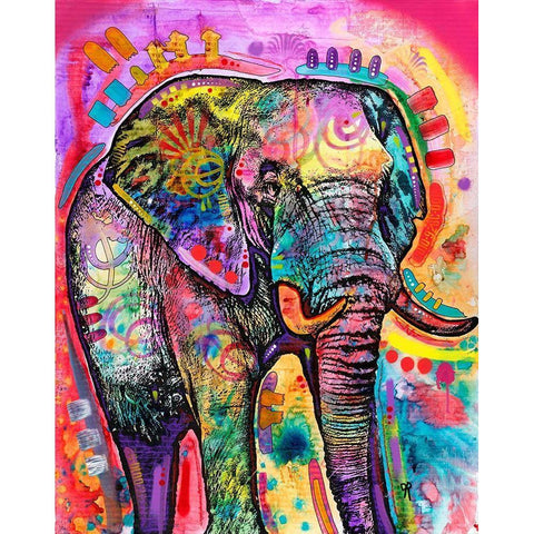 Elephant in Charge White Modern Wood Framed Art Print by Dean Russo Collection