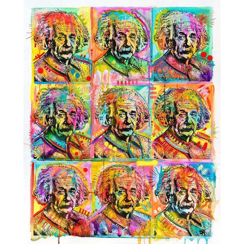 Einstein - 9 Patch Black Modern Wood Framed Art Print with Double Matting by Dean Russo Collection