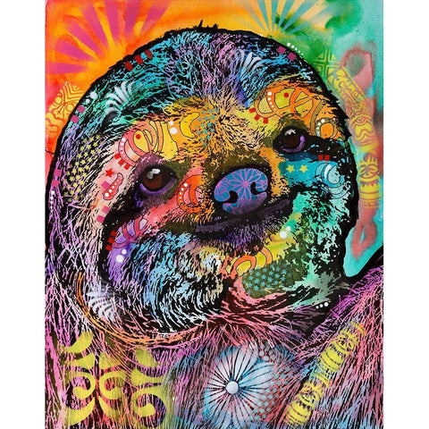 Sloth Smile White Modern Wood Framed Art Print by Dean Russo Collection