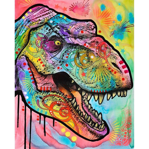 T Rex 1 White Modern Wood Framed Art Print by Dean Russo Collection