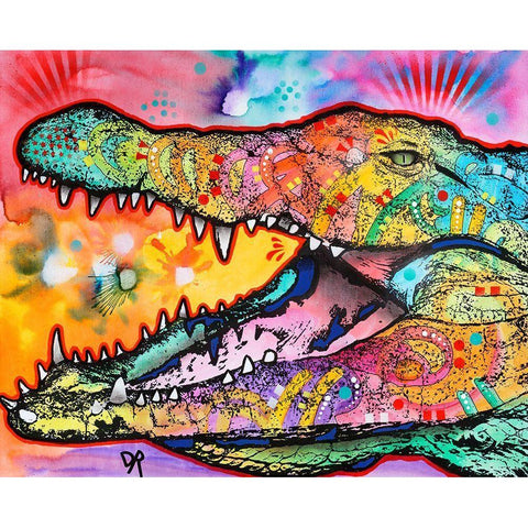 Alligator White Modern Wood Framed Art Print by Dean Russo Collection