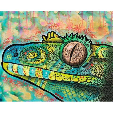 Gecko Black Modern Wood Framed Art Print with Double Matting by Dean Russo Collection