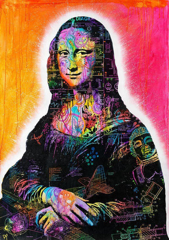 Mona Lisa Peaking Black Ornate Wood Framed Art Print with Double Matting by Dean Russo Collection